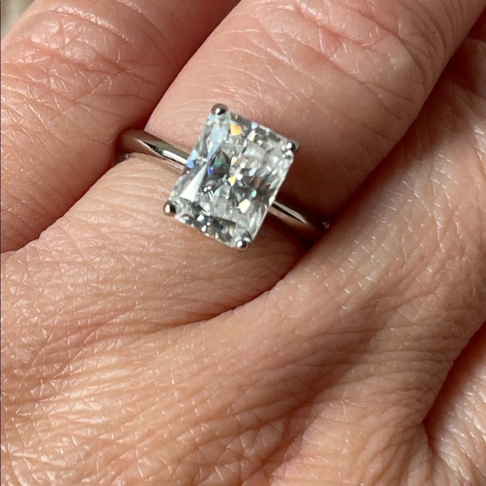 Radiant Cut 3ct Moissanite Ring in 925 Sterling Silver Size 5 GRA Certificate